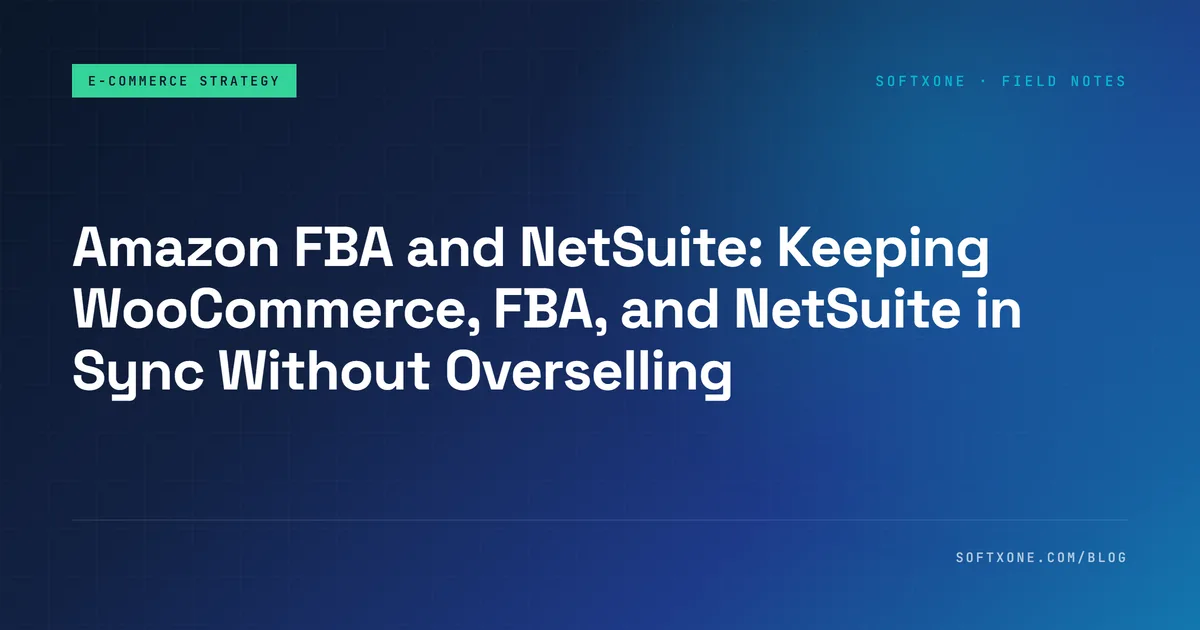 Amazon FBA WooCommerce and NetSuite inventory sync flow diagram